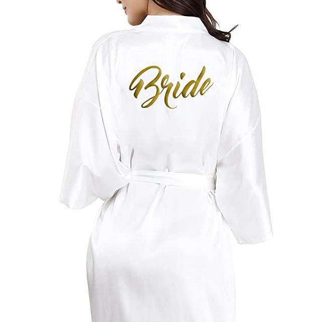 EPLAZA Women One Size Bride Bridesmaid Robes with Gold Glitter for Wedding Party