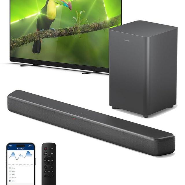PHILIPS B5309 Soundbar 2.1 with Wireless Subwoofer and Immersive DTS Virtual:X Audio Technology - 240W Max Power, Deep Bass, Bluetooth 5.4, Four EQ Modes, HDMI ARC and USB connectivity - Dark Grey