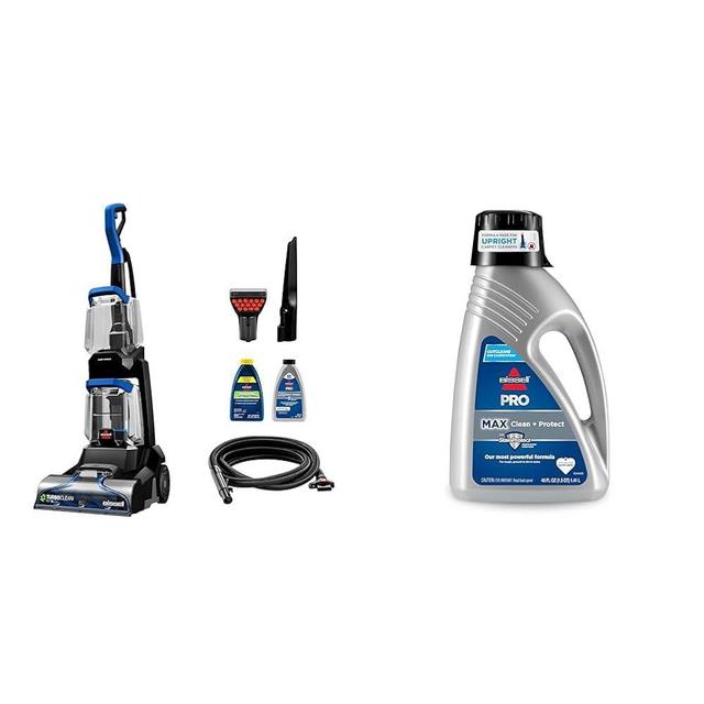 BISSELL TurboClean Pet XL Upright Carpet Cleaner, Upholstery Tough Stain Tool & Formula included, 3746 + Bissell 78H63 Deep Clean Pro 4X Deep Cleaning Concentrated Carpet Shampoo, 48 ounces - Silver