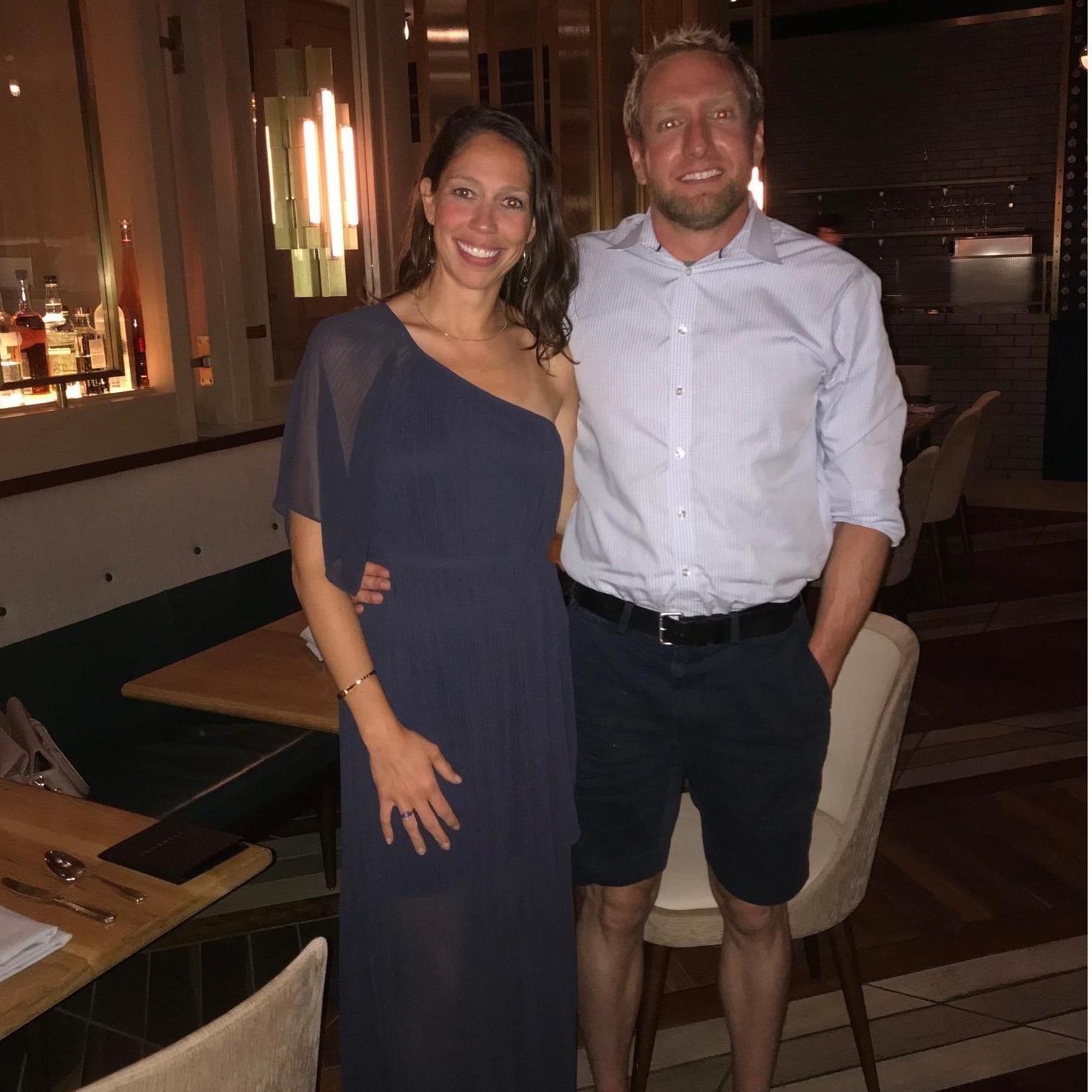 our very first "dressed up dinner-date," in Chicago, after a monsoon called off Swim Across America early