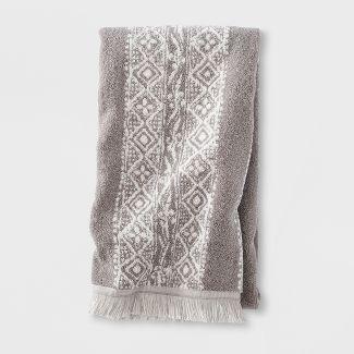 Stamped Geo Bath Towels Gray - Threshold™
