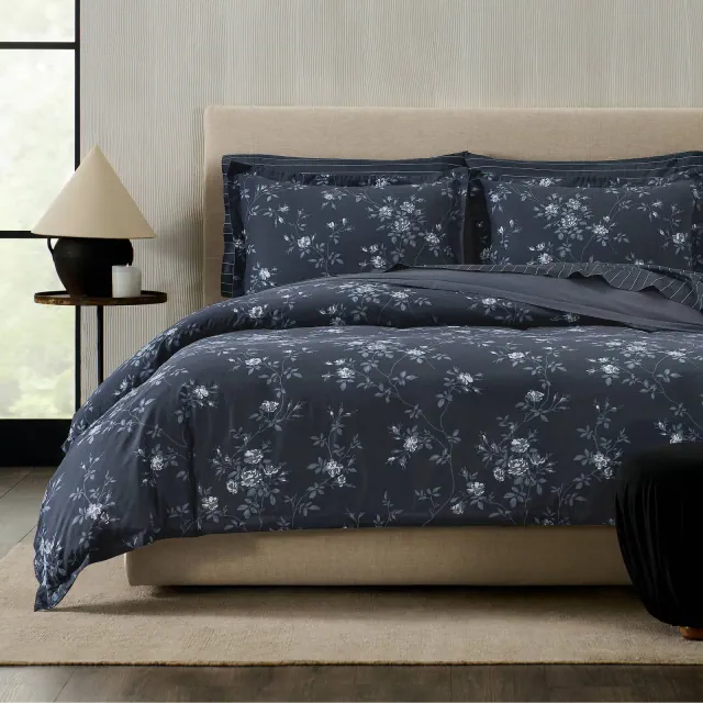 Jeremiah Brent Home 3pc King Floral 'Palacio' Cotton Duvet Set Blue