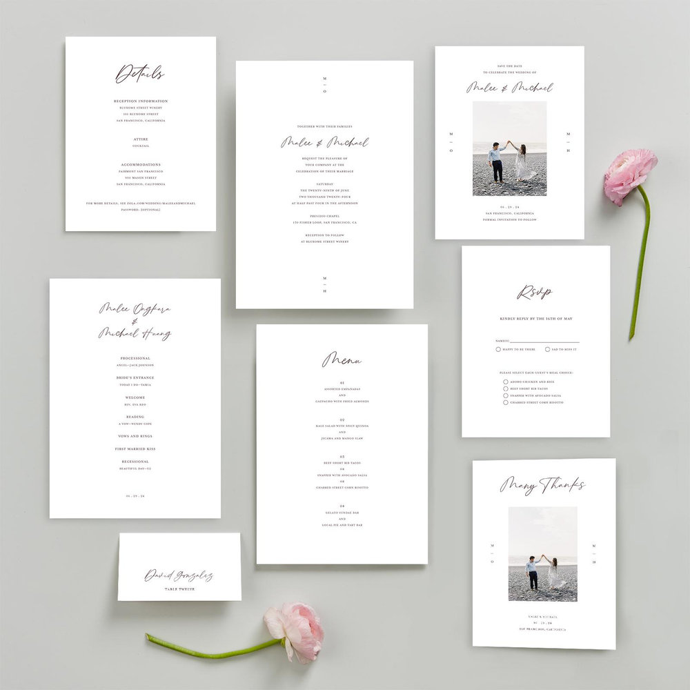 Ivor Portrait | White | Zola Wedding Invitations