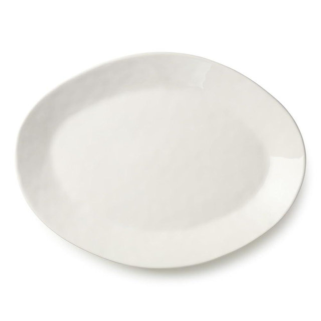 Linen Cream Stoneware Oval Platter 16"x12" – Neutral Cream Glazed Serving Platter for Roasts, Veggies, Appetizers & Holiday Meals – Modern Farmhouse Dinnerware, Durable & Elegant