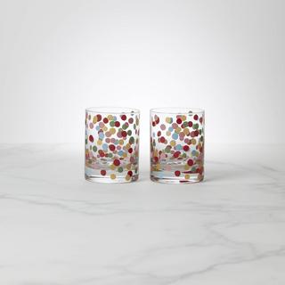 Good Times It's Raining Confetti Double Old Fashioned Glass, Set of 2