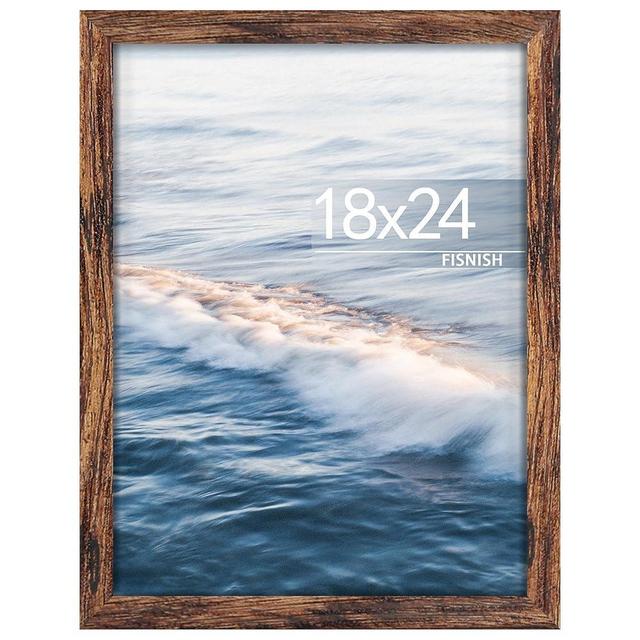 Fisnish 18x24 Picture Frame, Brown 18 x 24 Poster Frame for Horizontal or Vertical Wall Mounting, 1 Pack
