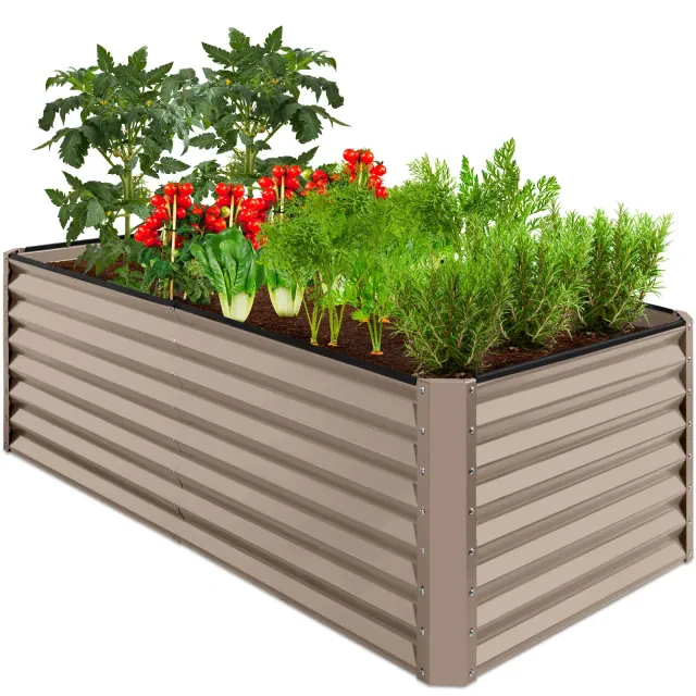 Best Choice Products 6x3x2ft Outdoor Metal Raised Garden Bed, Planter Box for Vegetables, Flowers, Herbs - Taupe
