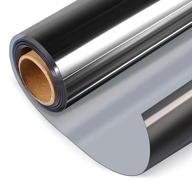 HIDBEA One Way Privacy Window Film UV Blocking Heat Control Static Cling Reflective Glass Tint for Home Office, 17.7 Inches x 6.5 feet, Black-Silver