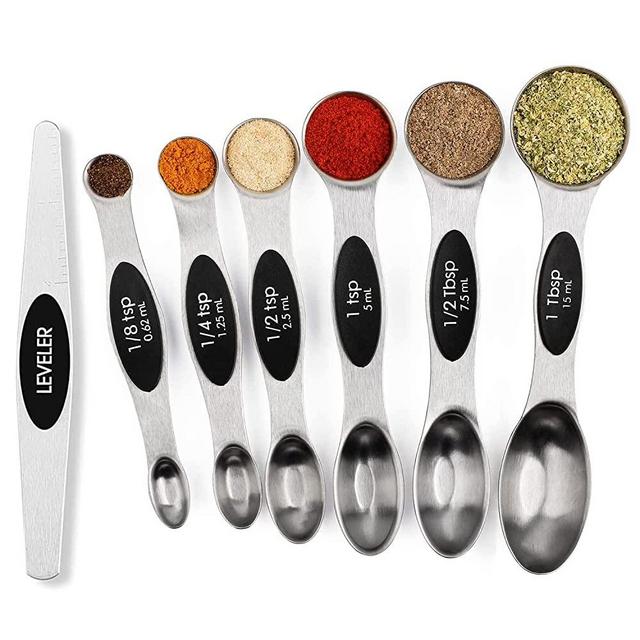 Magnetic Measuring Spoons Set Stainless Steel with Leveler, Measuring Scoop for Baking，Easier-Use than Measuring Cups and Spoons Set, Magic Spoon Set Kitchen Utensils Gadgets for Dry or Liquid Food