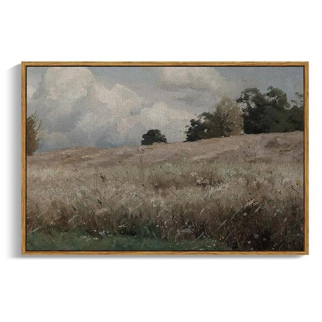 InSimSea Vintage Framed Canvas Wall Art, Farmhouse Scenery Vast Field Grassland Paintings, Large Prints, Nature Landscape Hanging Wall Decoration for Living Room Bedroom Bathroom 24x36in