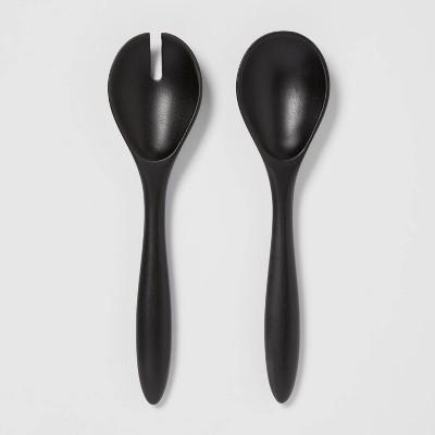 2pc Acacia Modern Serving Utensil Set Black - Threshold™