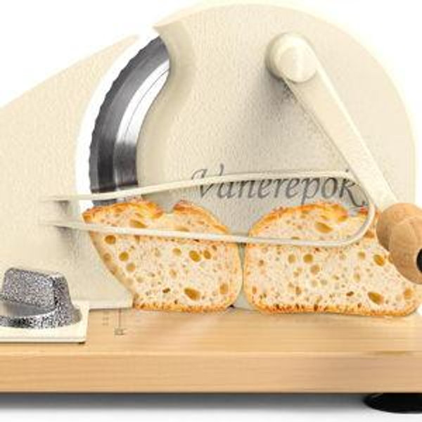 Upgrade Manual Bread Slicer for Homemade Sourdough Bread, Classic Hand Crank Home Bread Slicer With Scale Line and Steel Fence, Sharp Blade, Adjustable Width for Homemade & Commercial Use