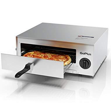 Goplus Stainless Steel Pizza Oven, Electric Pizza Maker Pizza Baker with Snack Pan, Snack Maker, Counter Top, Commercial & Kitchen Use (Silver)