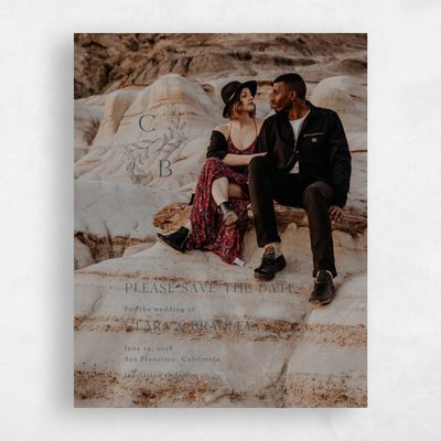 Grayed Navy, Blue Wedding Save the Date - Creston Classic
