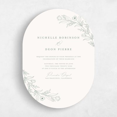 Beige Oval Wedding Invitation - Seraphine Portrait