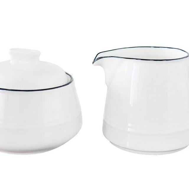 FUYU White Ceramic Creamer and Sugar Set Coffee Serving Set