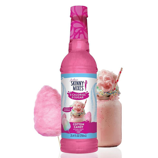 Jordan's Skinny Mixes Sugar Free Syrup, Cotton Candy Flavor, Fruit Flavored Water Enhancer, Drink Mix for Ice Tea, Lemonade & More, Zero Calorie Flavoring, Keto Friendly, 25.4 Fl Oz, 1 Pack