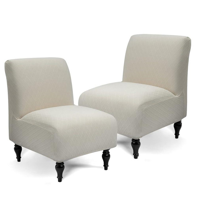 Iauddy Armless Accent Slipper Chair Cover Slipcover,Stretch Spandex Removable Jacquard Non-Slip Silp Cover for Accent Chair Without arms Furniture Protector for Living Dining Room