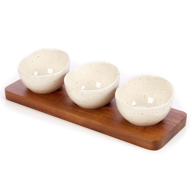 Southern LivingGlazed Speckle 3 Bowl Dip Server