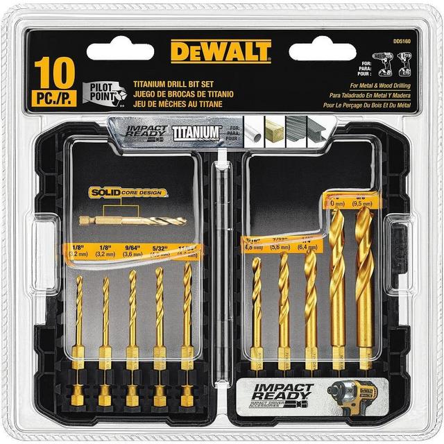 DEWALT Titanium Drill Bit Set, 10-Piece Impact Ready (DD5160)