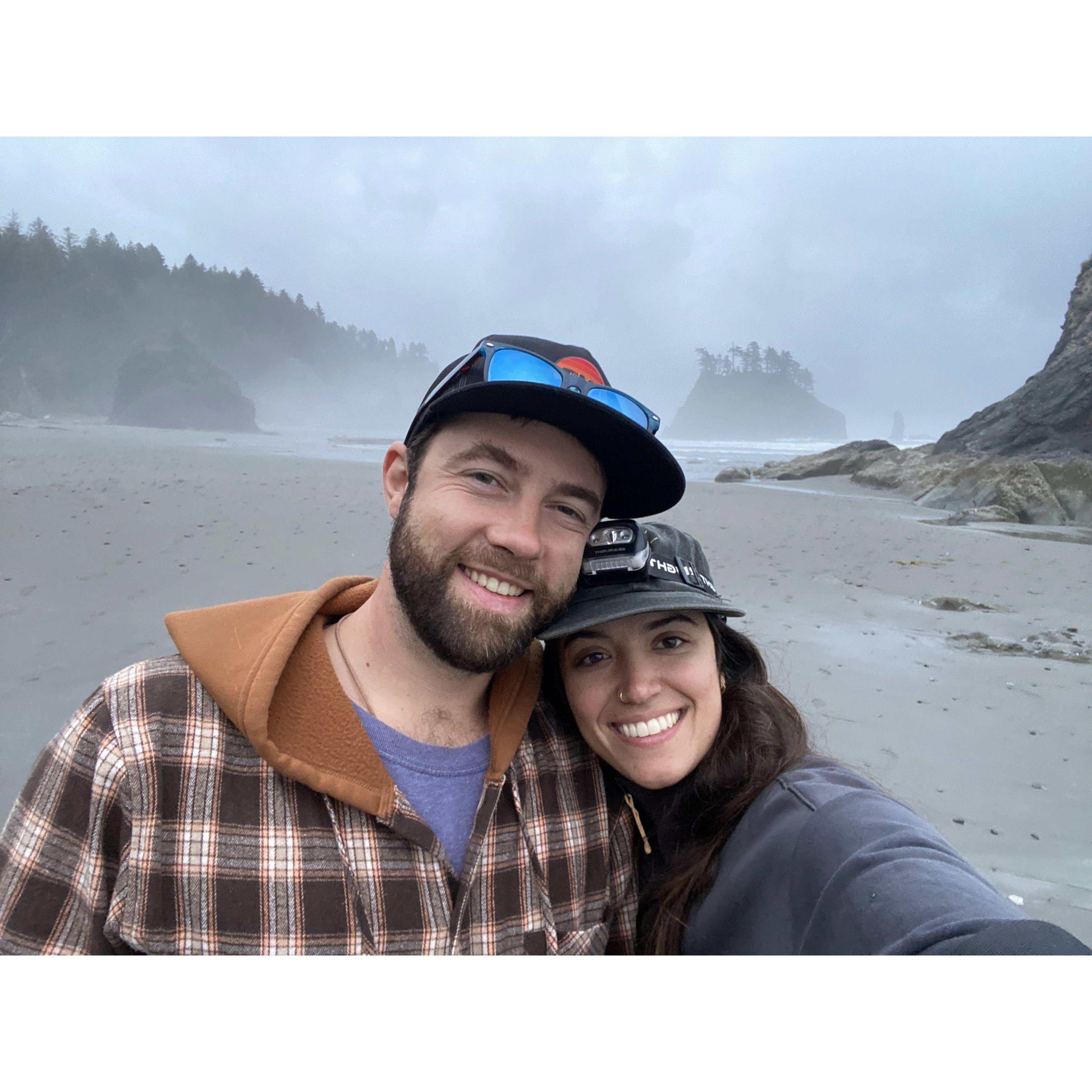 Camping at Second Beach in La Push, Washington. Olympic National Park