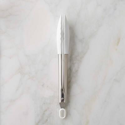 Williams Sonoma Stainless-Steel Silicone Tongs, 9", White