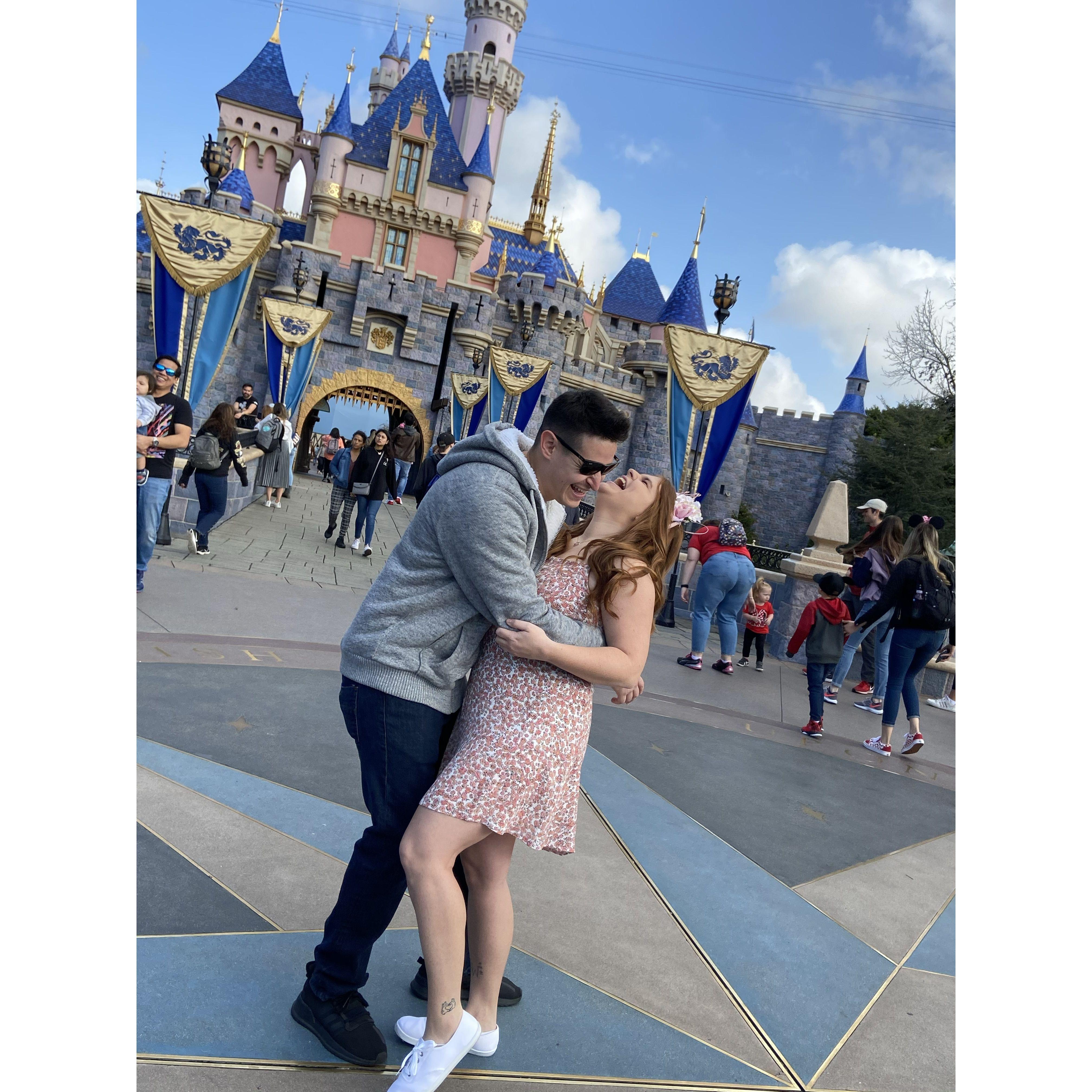 Kevin trying to make it through my birthday at Disneyland!