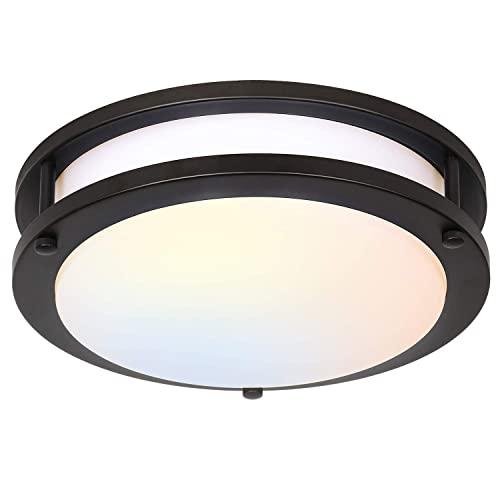 13 inch Flush Mount LED Ceiling Light Fixture, 3000K/4000K/5000K Adjustable Ceiling Lights, Oil Rubbed Bronze Saturn Dimmable Lighting for Hallway Bathroom Kitchen or Stairwell, ETL Listed