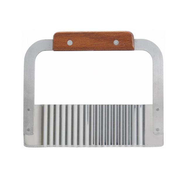 Winco Crinkle Cutter Serrator with Wooden Handle, Stainless Steel, 7"