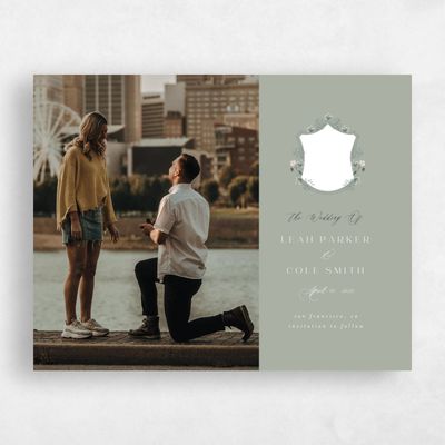 Pale Sage, Green Wedding Save the Date - Valentina Landscape