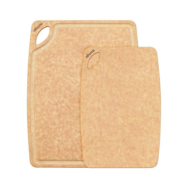 Elihome Classic Series Cutting Boards 2-piece set, Natural Wood Fiber Composite, Dishwasher Safe, Eco-Friendly, Juice Grooves, Non-Porous, Made in USA, Medium (10"x 13") & Small (7" x 10")