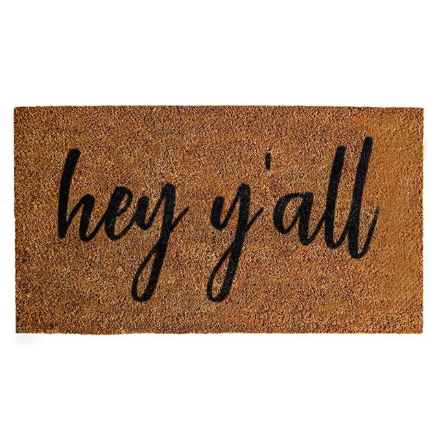 Hey Y'all Welcome Mat Front Door 30x17 Inches, Southern Door Mat with Anti-Slip PVC Backing, Hey Yall Coir Mat for The Entryway, Hey Yall Entrance Mat Front Door Decor, Farmhouse Hey Yall Outdoor Mat