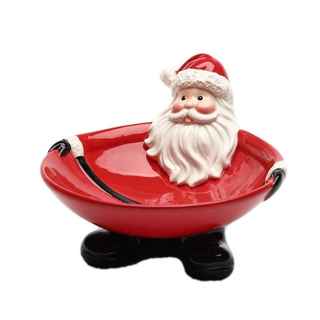 Cosmos Gifts Ceramic Santa Candy Bowl, 3-5/8-Inch,8 ounces,Red