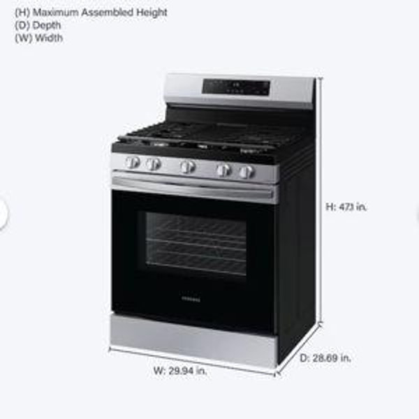 Samsung 30 in. 5-Burner Freestanding Smart Gas Range in Stainless Steel with No Preheat AirFry and Wi-Fi Enabled Convection NX60A6511SS