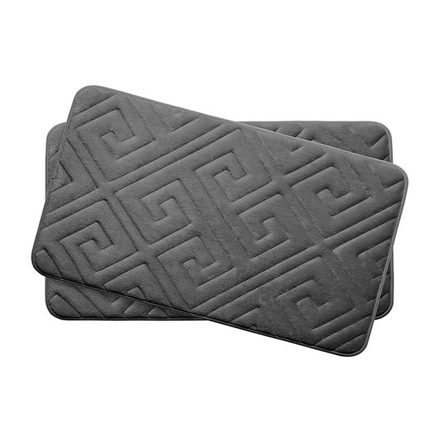 Bounce Comfort Caicos Extra Thick Premium Memory Foam Bath Mat Set of 2 with BounceComfort Technology, 17 x 24" Dark Grey