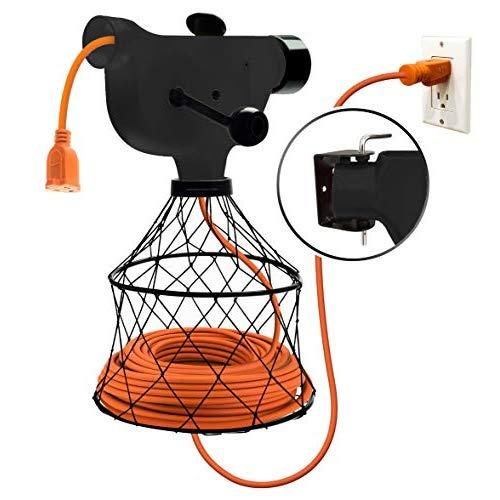 Extension Cord Winder Organizer, Transportable from Wall to Wall with 2 Fixed and 1 Swivel Wall Mount