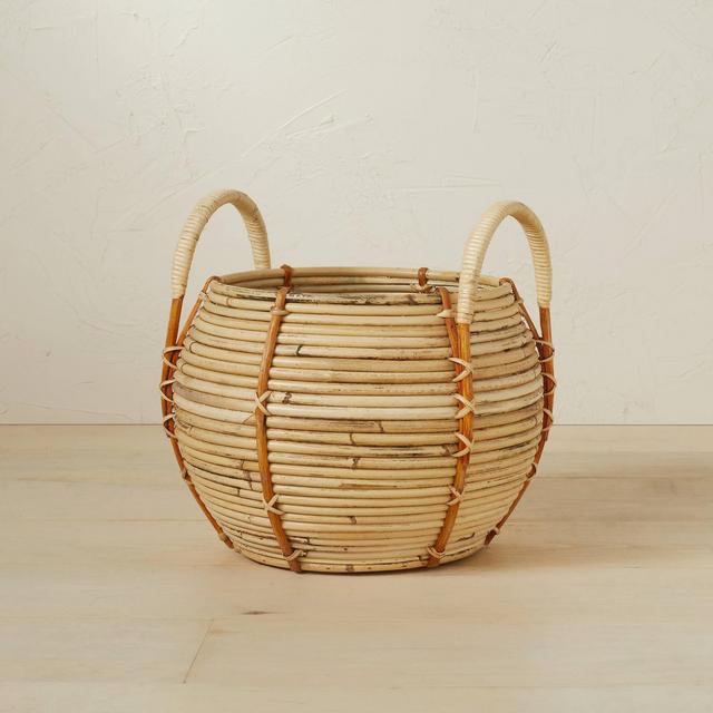 10" x 10.5" Round Rattan Basket with Handle Natural - Opalhouse™ designed with Jungalow™