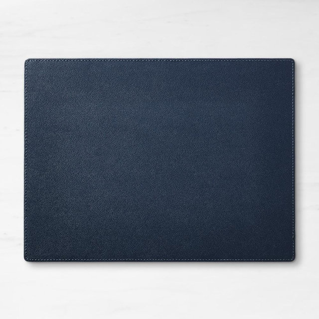 Faux Shagreen Rectangular Placemat, Navy