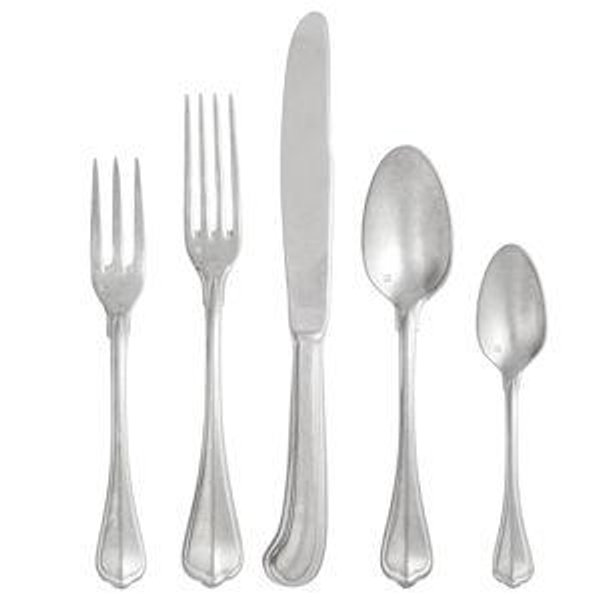 FORTESSA San Marco 18/10 Stainless Steel Flatware, 20 Piece Place Setting With Table Knives, Forks and Spoons (Service For 4), Dishwasher Safe, Antiqued