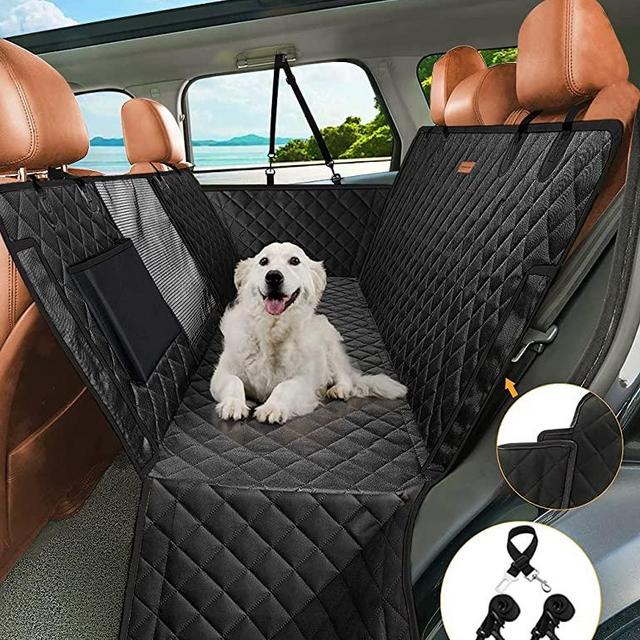nzonpet 4-in-1 Dog Car Seat Cover, 100% Waterproof Scratchproof Dog Hammock with Big Mesh Window, Durable Nonslip Dog Seat Cover, Pets Dog Back Seat Cover Protector for Cars Trucks SUVs - Black