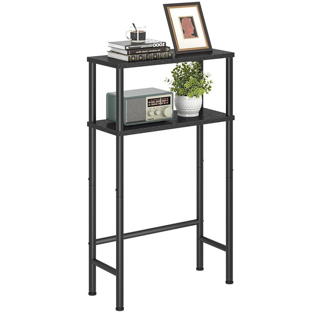 Asgolion Narrow Console Table, 15.7" Small Entryway Table, 2-Tier Sofa Table with Storage, Skinny Console Tables for Entryway, Hallway, Bedroom, Living Room, Foyer, Black