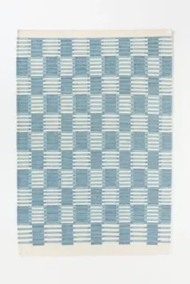 Handwoven Wool Scandi Checkerboard Rug