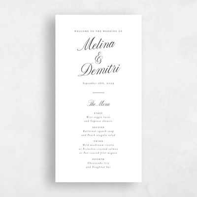 White Standard Wedding Menu - Mabel