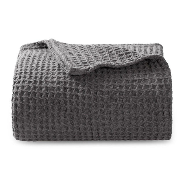 Waffle Weave 100% Cotton Blanket Solid King Size White - Bedsure