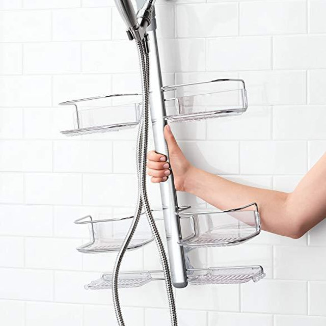 OXO Good Grips Stainless Steel Shower Caddy with Hose Keeper for Handheld Shower Heads