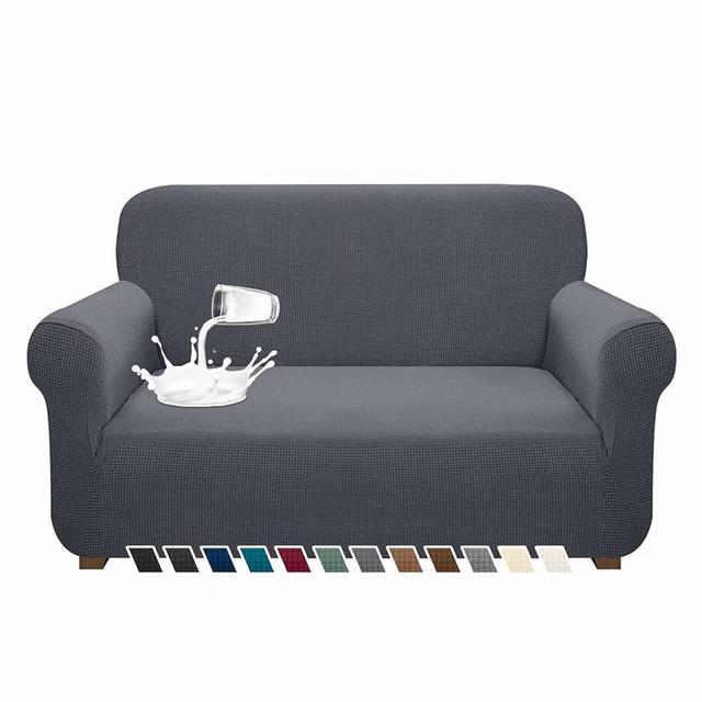 Petrilife Premium Waterproof Sofa Cove High Stretch Couch Cover for Loveseat Couch Super Soft Sofa Slipcover Washable Furniture Protector for Dog, Cat and Pets (Medium, Grey)