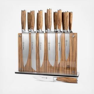 Zebra Wood 15-Piece Knife Block Set