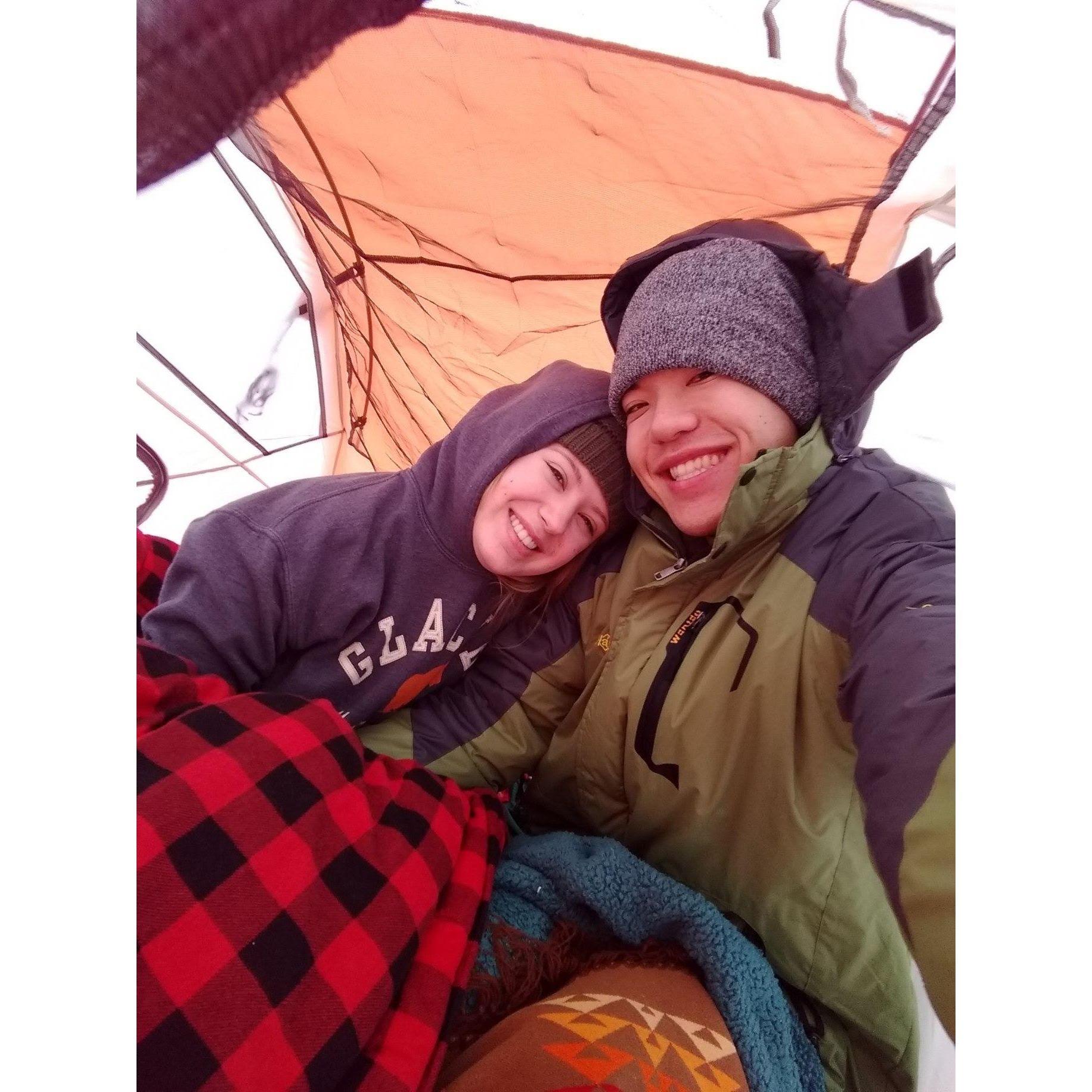 Winter camping in South Dakota! Hiro got SO cold.