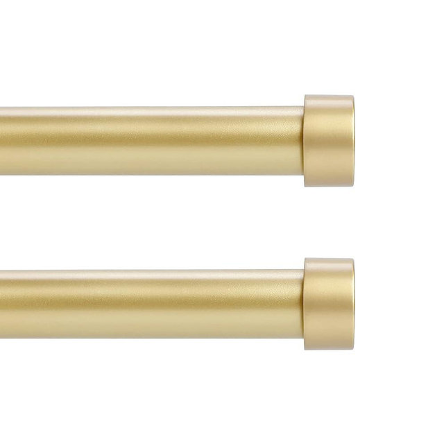 2 Pack Gold Curtain Rods for Windows 28 to 48 Inch(2.3-4 Feet),1" Diameter Drapery Rods with Modern Style End Cap Finials,Size:18-45 Inch