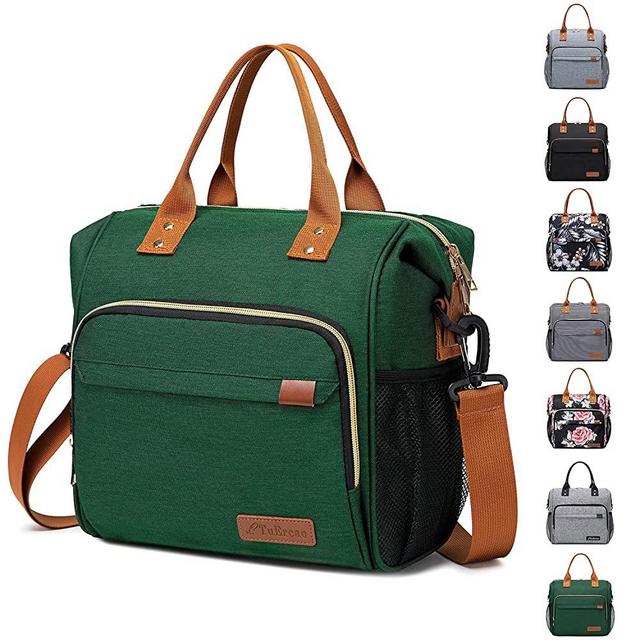 Insulated Lunch Bag - Large Portable Cooler Lunch Box for Office Work School Picnic Beach Workout - Reusable Freezable Tote Lunch Bag Organizer with Adjustable Shoulder Strap for Women Men Adult Kids